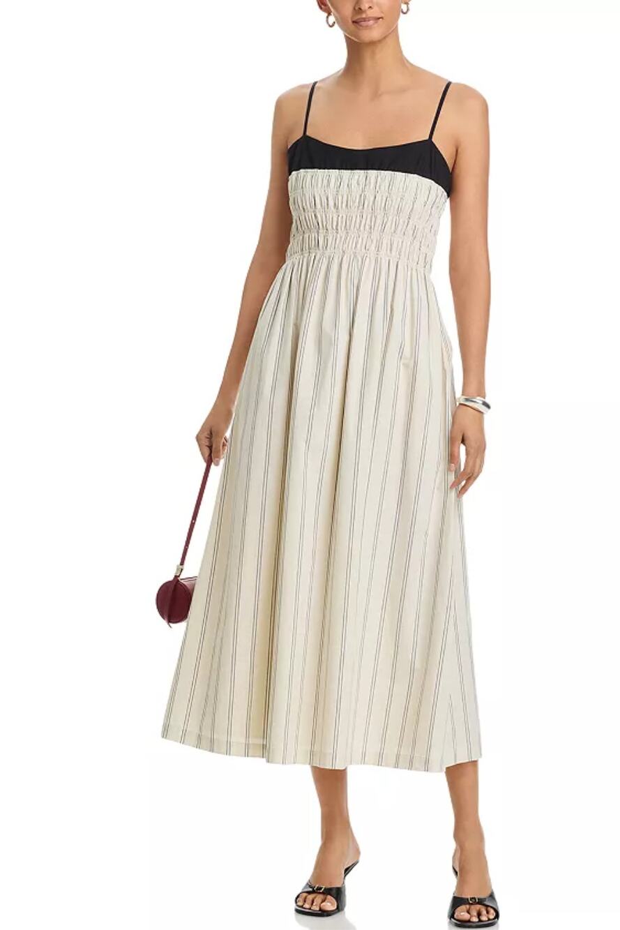 Rails Primrose Stripe Midi Dress S NWOT Midi Travel Resort Smocked Coastal Slip